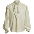 Miniatyrbilde 1 av 2: Herre Pirat Skjorte Vampyr Renessanse Viktoriansk Kostyme Klær  (FMY) beige M