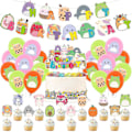 Miniatyrbillede 1 af 4: Squish Mallows Fødselsdagspynt, Squish Mallows Festartikler Inkluderer Fødselsdagsbannere, Kagetopper, Squish Mallows Balloner, Festdekorationer (FMY) Set 1