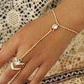 Miniatyrbillede 2 af 3: Guld Stor Krystal Ring Armbånd Til Kvinder Håndledskæde Smykker Håndryg Kæde (FMY) Gold 1pcs