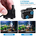 Miniatyrbillede 2 af 3: Ueetek Akvariepumpe AC 220v-240v 220l/h 4w Nedsænkelig Vandpumpe Fiskesø Dam Vandpumpe Med Eu Stik (sort)  (FMY)