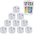 Miniatyrbilde 1 av 5: 10 stk Mini Neddykbare LED-lys, Aled Lys Undervannslys Vanntette RGB Flerfargede LED-lys med 2 Fjernkontroller for Svømming (FMY)