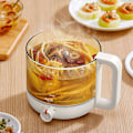 Miniatyrbilde 3 av 5: 1.2L Multifunksjonell Elektrisk Gryte Bærbar Riskoker For Studenthybel Justerbar Borosilikatglass Elektrisk Varm Gryte 220V (FMY) No steamer