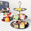 Miniatyrbillede 3 af 5: 3-Etagers Elegant Dessert Display Stand - Plastik, Let at Samle til Fester & Bryllupper, Bærbar & Vaskbar (FMY) White
