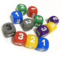 Miniatyrbillede 2 af 4: 10 stk. nummer 1 2 3 1 2 3 D6 14mm akryldice 6-sidet terning til brætspil terninger 6 farver  (FMY) Green