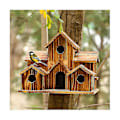 Miniatyrbillede 5 af 5: Fuglehus, Fuglehus Til Udendørs, Træfuglehuse Til Udendørs Ophængning, 6 Huller Håndlavet Naturlig (FMY) As Shown