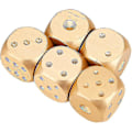 Miniatyrbilde 4 av 5: 5 stk Terninger i Aluminium Legering Bordspill Terningsett Med Oppbevaringsboks (Sølv Rektangulær Boks) T-x Raoliang  (FMY) gold