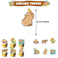 Miniatyrbild 4 av 5: Kapibara-tema Glad Fødselsdagsfest Dekorationer Ballonger Banner Cupcake Kage Topper Kit (FMY)