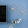 Miniatyrbild 4 av 4: Nordisk stil 3D geometrisk ljusstake i metall, väggljusstake, heminredning, prydnad (FMY) gold