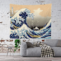 Miniatyrbillede 2 af 5: Japansk Ukiyo-e Tapet Væghængning Stor Bølge Kanagawa Vægtapet Kunst Hjem Decor Til Stue Soveværelse Sengeside Kollegium (51.2 X 59.1 Tommer (FMY)