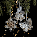 Miniatyrbillede 3 af 5: Julepynt Sequin Akryl Hængende Transparent Snefnug Butterfly Elk Juletræ Pynt Glædelig Jul (FMY) B