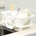 Miniatyrbilde 2 av 2: Oppvaskstativ Oppvaskstativ Oppvaskstativ med dryppbrett for tallerkener kniver skjeer og gafler  (FMY) White