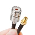 Miniatyrbilde 4 av 5: SMA Hunn til UHF SO239 PL259 Hunn RG58 Pigtail Kabel RF Koaksial Samling (FMY) Silver