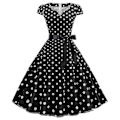 Pikkukuva 1 / 3: Naisten Pöytäliina Hepburn Retro 50-luvun 60-luvun Rockabilly Iltapuku Swing Midi-mekko (FMY) Black L
