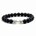Miniatyrbillede 1 af 4: Traintough Håndvægt Armbånd til Mænd, Cool Vulkansten Angst Perlearmbånd, Justerbare Yoga Vægtstang Armbånd Gaver (FMY) silver A