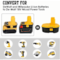 Miniatyrbillede 3 af 4: Dm18d Dca1820 Batteriadapter med USB til Dewalt 20v/18v til Milwaukee M18 18v Lithium Batteri Dcb204 Dcb205 Konverter til Dewalt 18v/20v N  (FMY)