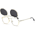 Pikkukuva 1 / 5: Käännettävät Aurinkolasit Miehille ja Naisille Polarisoitu Steampunk Käännettävät Aurinkolasit Kaksoislinseillä (FMY) Gold Frame-Gray Lens