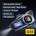 Miniatyrbilde 5 av 5: Motorsykkel Intercom Hjelm Headset BT5.3 500M intercomunicador Moto FM Radio Music Share LCD Display Hodetelefon For 2 Førere Q58-Max 1Pcs Soft Mic