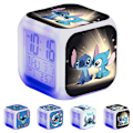 Miniatyrbilde 1 av 2: Lilo & Stitch Digital Vekkerklokke med 7 Fargeskiftende Anime Tegneserie Nattelys Sengelampe Hjemmedekor Barn Leke Julegave (FMY) D