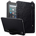 Miniatyrbillede 1 af 5: Etui med håndrem, støttefod og lædercover til Amazon Fire HD 8 (2024) (2020) - Grå (FMY) Multicolor Black