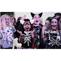 Pikkukuva 5 / 5: Tekoturkis kissankorvat hiusklipsit karvainen susi kettu pitkä häntä asu Halloween juhlat kaulakoru Cosplay setti (harmaa-musta) (FMY)