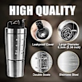 Miniatyrbillede 4 af 5: 700ml + 200ml Rustfri Protein Shaker med Rørkugle Holdbar Bevægelse (FMY)