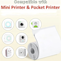 Miniatyrbillede 4 af 5: 6 ruller mini lommeprinter klistermærkepapir, 30 x 57 mm selvklæbende termisk papir til lommeprinter, (FMY) White