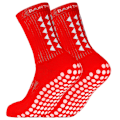 Miniatyrbillede 1 af 5: Edge Grip Sokker Fodboldsokker - Herre Fodboldsokker Anti-Slip Sokker Hvide Fodboldsokker Non-Slip Sokker Til Mænd (FMY) Red 2 pairs