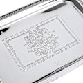Miniatyrbilde 4 av 5: Nordisk Serveringsbrett i Rustfritt Stål med Håndtak Elegant Rektangulært Kaffebar Mat Holder Dessert (FMY) Silver L