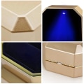 Miniatyrbillede 3 af 4: Ringæske med LED-lys, firkantet fløjlsringæske til bryllup, smykkegaveæske til frieri, forlovelse, bryllup (FMY) Gold