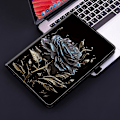 Miniatyrbillede 2 af 5: Maltet Cover i Læder med Malet Design til Samsung Galaxy Tab A 9.7 T550 T555 P550 (FMY) Black Rose