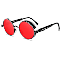 Pikkukuva 1 / 4: Vintage Polarisoivat Steampunk-Aurinkolasit Miehille Pyöreät Aurinkolasit Tyylisä (FMY) Black Frame Red Lenses