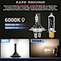 Miniatyrbillede 4 af 5: 4X H7 LED Forlygter Lavstråle Lys Pærer 60000LM 6000K 220W Kold Hvid (FMY)