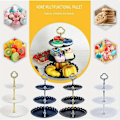 Miniatyrbillede 5 af 5: 3-Etagers Elegant Dessert Display Stand - Plastik, Let at Samle til Fester & Bryllupper, Bærbar & Vaskbar (FMY) White