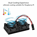 Miniatyrbilde 4 av 5: for Raspberry Pi 4 Model B Dobbel Vifte med Kjøleribbe Ultimate Dobbel Kjølevifte Kjøler for Raspberr (FMY) black