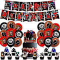 Miniatyrbild 1 av 5: Roblox Dörr Födelsedagsfest Dekoration, Skräckspel Festartiklar Set För Barn Inkluderar Happy Birthday Banner, Tårta/Cupcake Toppers, Ballonger  (FMY)