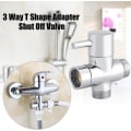 Miniatyrbilde 3 av 5: 3-veis T-formet slangedeler Holdbar messingkrandeler Kromfinish Termostatisk blandebatteri for veggmontert hånddusj (DPD)