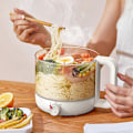 Miniatyrbilde 4 av 5: 1.2L Multifunksjonell Elektrisk Gryte Bærbar Riskoker For Studenthybel Justerbar Borosilikatglass Elektrisk Varm Gryte 220V (FMY) With steamer