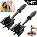 Miniatyrbillede 2 af 5: 2/4 stk. Meat Master Chopper - Varmebestandige Køkkenredskaber til Hjemmet med Skridsikker Håndtag, Multifunktionel Hamburger- og Oksekødsmoser, N  (FMY) Black 2pcs