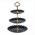 Miniatyrbillede 1 af 5: 3-Etagers Elegant Dessert Display Stand - Plastik, Let at Samle til Fester & Bryllupper, Bærbar & Vaskbar (FMY) Black