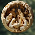 Miniatyrbilde 1 av 2: Julepynt med julekrybbe, for juletreet, Jesu fødsel, kristen dekorasjon, gave (FMY) D