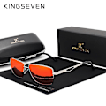 Pikkukuva 1 / 5: KINGSEVEN 2022 Klassinen Neliö Polaroid Aurinkolasit Miesten Ajomiseen Miehille Aurinkolasit Silmälasit UV-Suoja Oculos N7906 (FMY) Silver Red Original