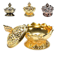 Pikkukuva 3 / 5: Lotus-kukka Metallipronssiefekti Kattiloiden Pitäjä Buddhalaisuus Koti Sisustus (FMY) Gold