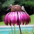 Miniatyrbillede 3 af 5: 2 stk. Sensation Kornblomst Fuglefoder Outdoor Premium Stående Fuglefoder Metal Blomst Pæl Stativ (FMY) Red  Blue