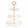 Miniatyrbillede 1 af 5: 3-Etagers Elegant Dessert Display Stand - Plastik, Let at Samle til Fester & Bryllupper, Bærbar & Vaskbar (FMY) White