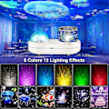 Miniatyrbilde 2 av 5: Ocean Light Projektor For Soverom, heytea 360 Graders Roterende Nattlys Projektor 6 Farger Dobbeltlags Stereo Projeksjonseffekt Galaxy Pr(FMY)