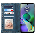 Pikkukuva 2 / 5: Motorola Moto G54 5g:lle nahkainen kotelo vetoketjullinen tasku RFID-suojauksella (FMY) Blue