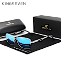 Miniatyrbillede 1 af 5: KINGSEVEN 2022 Brand Classic Square Polariserende Solbriller Mænds Kørsel Mandlige Solbriller Øjenbryn UV-Blokering Oculos N7906  (FMY) Silver Blue Original