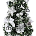 Miniatyrbilde 4 av 5: Liten juletre med lys, 40 cm forhåndsopplyst juletre batteridrevet for julehjem skole kontor dekorasjoner (FMY) Silver