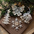 Miniatyrbillede 2 af 5: Julepynt Sequin Akryl Hængende Transparent Snefnug Butterfly Elk Juletræ Pynt Glædelig Jul (FMY) C