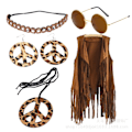 Miniatyrbilde 1 av 5: 2023 Nytt Beste 5-delt Hippie Kostyme Tilbehør For Kvinner, 60-talls 70-talls Fancy Dress Hippy Sett Nytt (FMY) A1 M